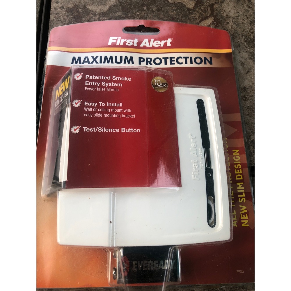 First Alert P900 Photoelectric Smoke Alarm Slim Design Maximum Protection White